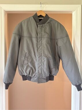 Cal Craft Light Gray Bomber Jacket with Ribbed Trim